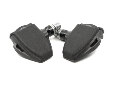 Aercover aerodynamic pedal covers fitted on Shimano Dura-Ace PD-R9100 pedals, top view