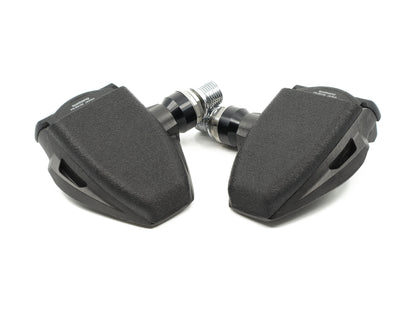 Aercover aerodynamic pedal covers fitted on Shimano Dura-Ace PD-R9100 pedals, top view