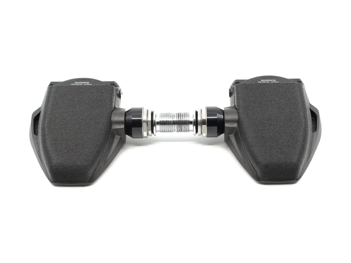 Aercover pedal covers on Shimano Dura-Ace R9100 pedals, front view