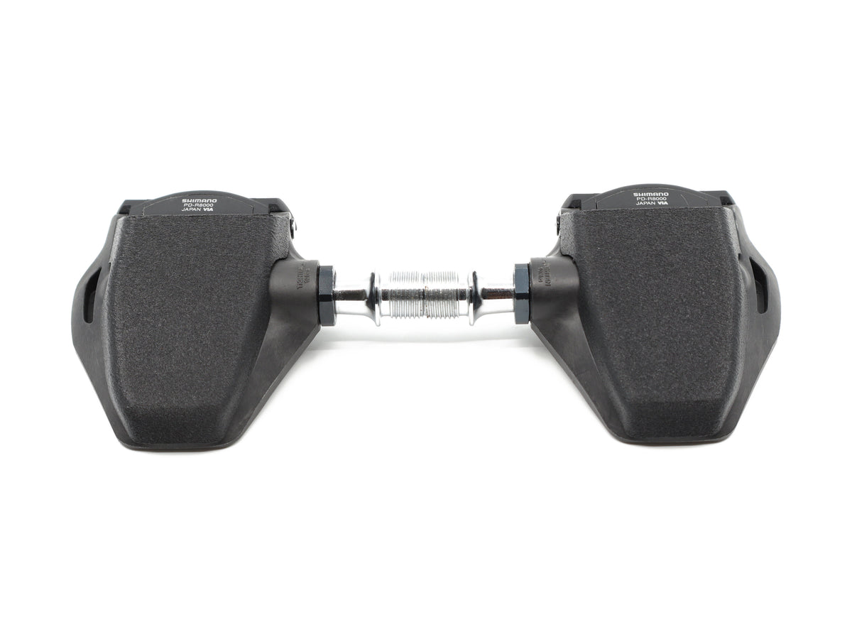 Aercover pedal covers on Shimano Ultegra R8000 pedals, front view